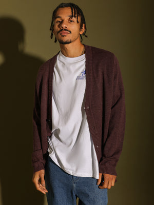 Shaggy Cardigan in Eggplant - Glue Store NZ