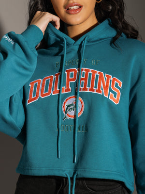 Mitchell & Ness - Miami Dolphins Vintage Arch Crop Hoodie in Faded Teal