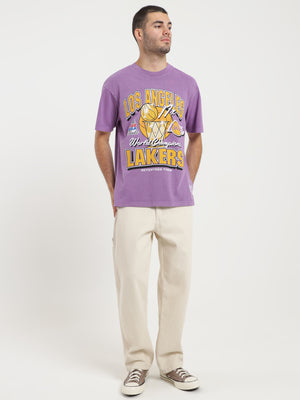 LA Lakers Incline Stack Faded Purple Tee