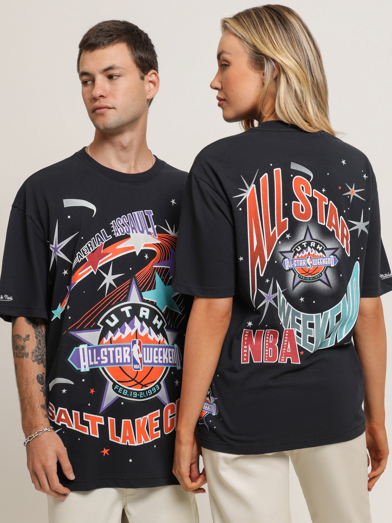 Utah All Star Weekend 1993 Burst T-Shirt in Faded Black - Glue