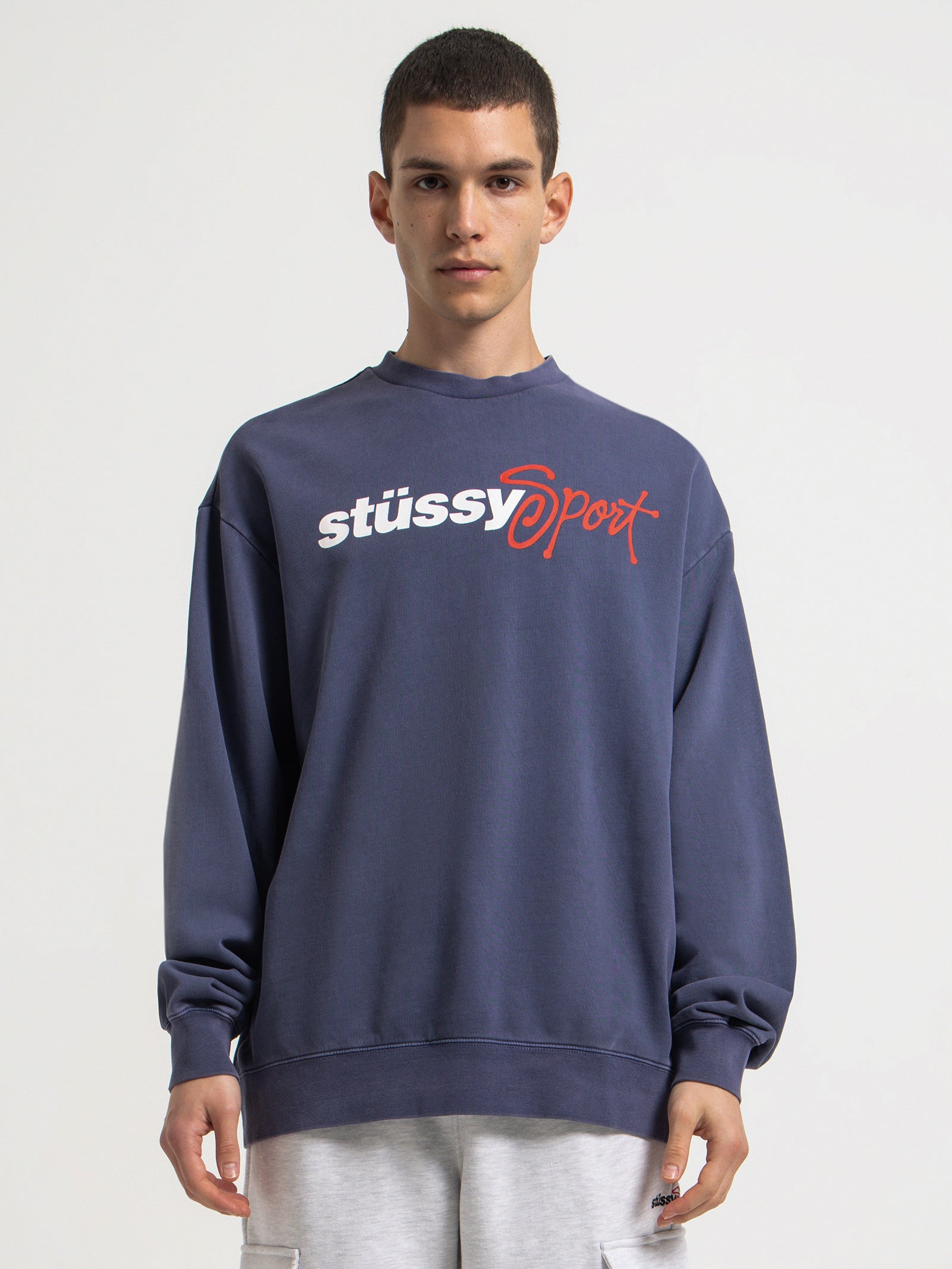 Stussy Sport 50-50 Crew in Pigment Navy - Glue Store NZ