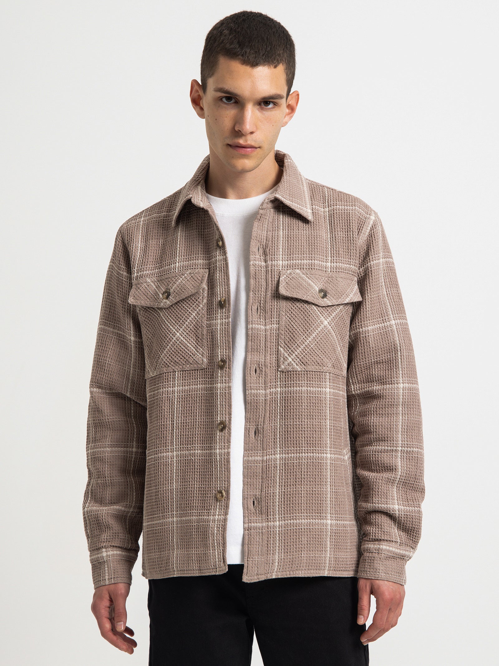 Marvin Plaid Jacket in Pecan Plaid - Glue Store NZ